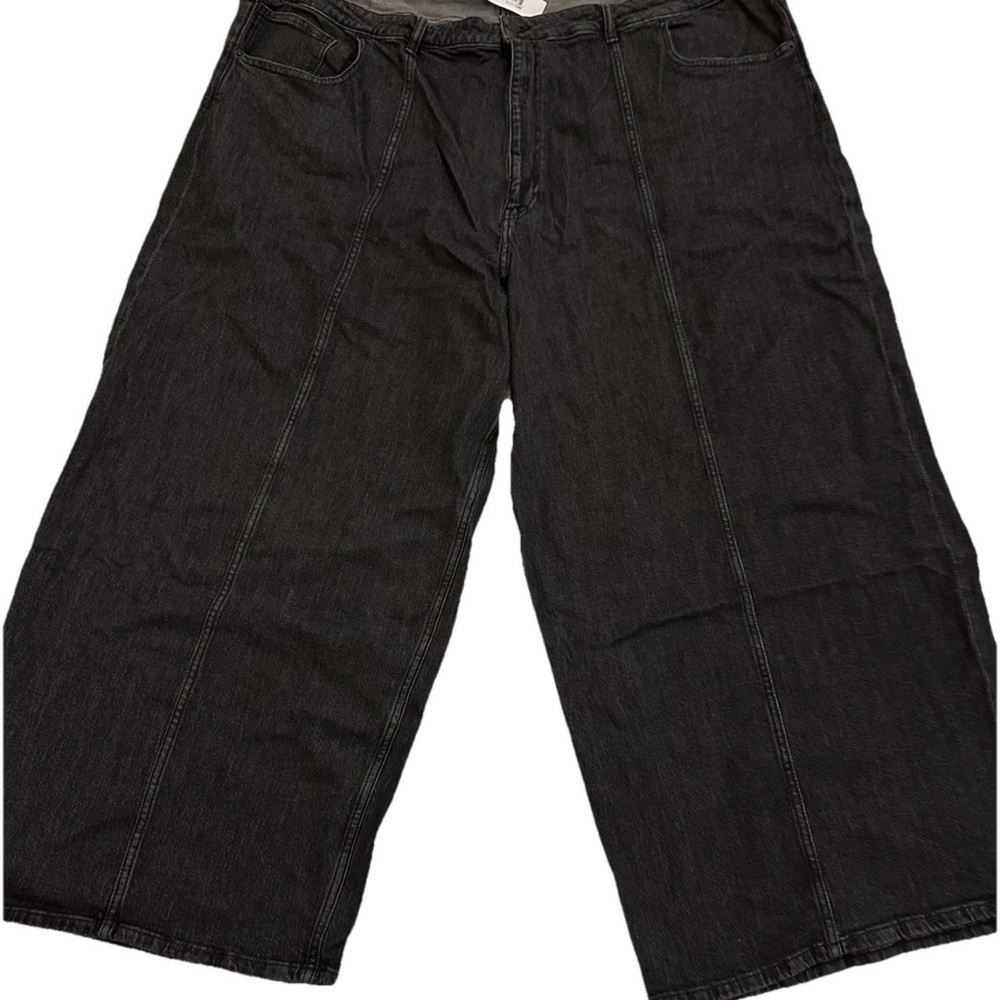 The Drop Women's Sz 40 Frida Relaxed Fit Faded Black Baggy Wide-Leg Jeans Comfy - Picture 2 of 10